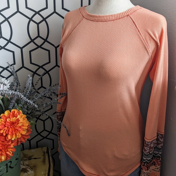 Free People Orange Long Sleeve Women's Top - Picture 2 of 6